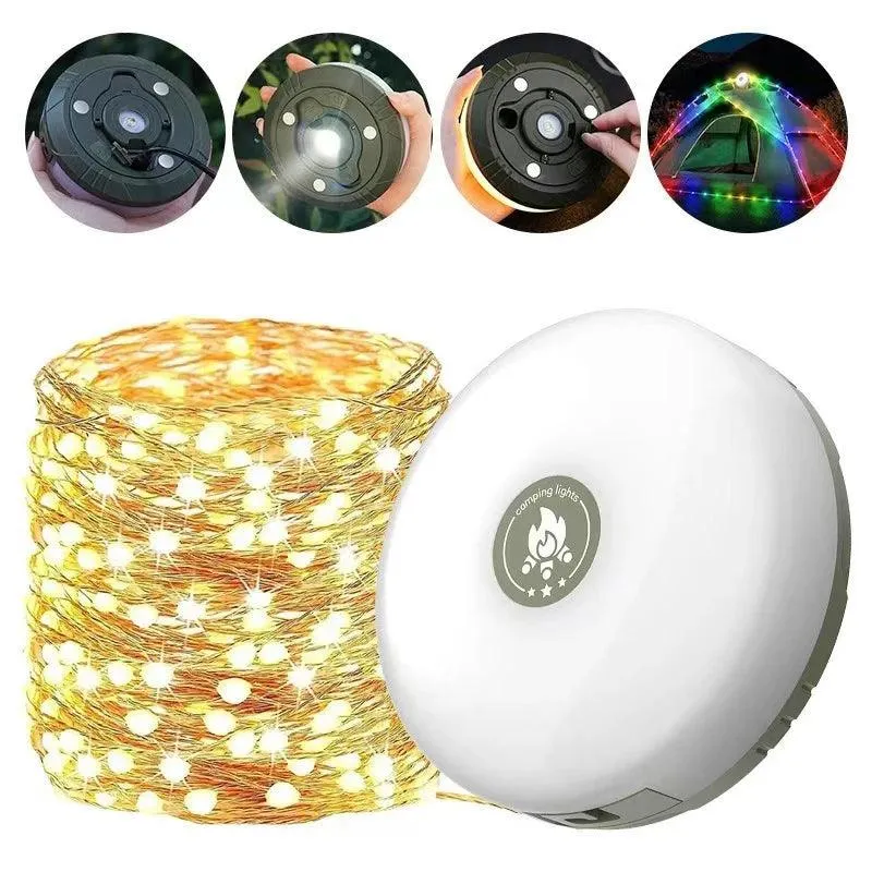 🌟 LED Camping Lamp Strip | 10M Waterproof Recyclable Light Belt | Outdoor Garden Decoration for Tent & Room