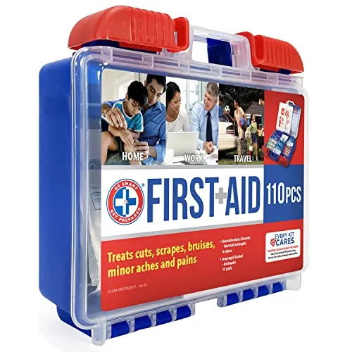 110 Piece First Aid Kit: Clean, Treat, Protect Minor Cuts, Scrapes