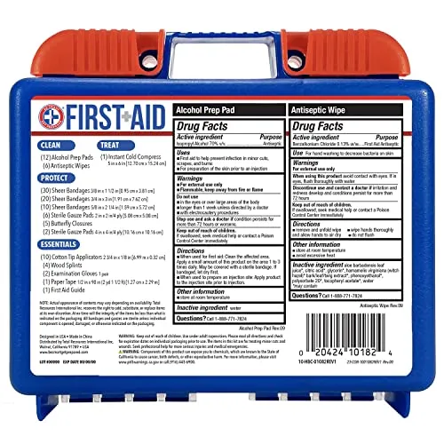 110 Piece First Aid Kit: Clean, Treat, Protect Minor Cuts, Scrapes