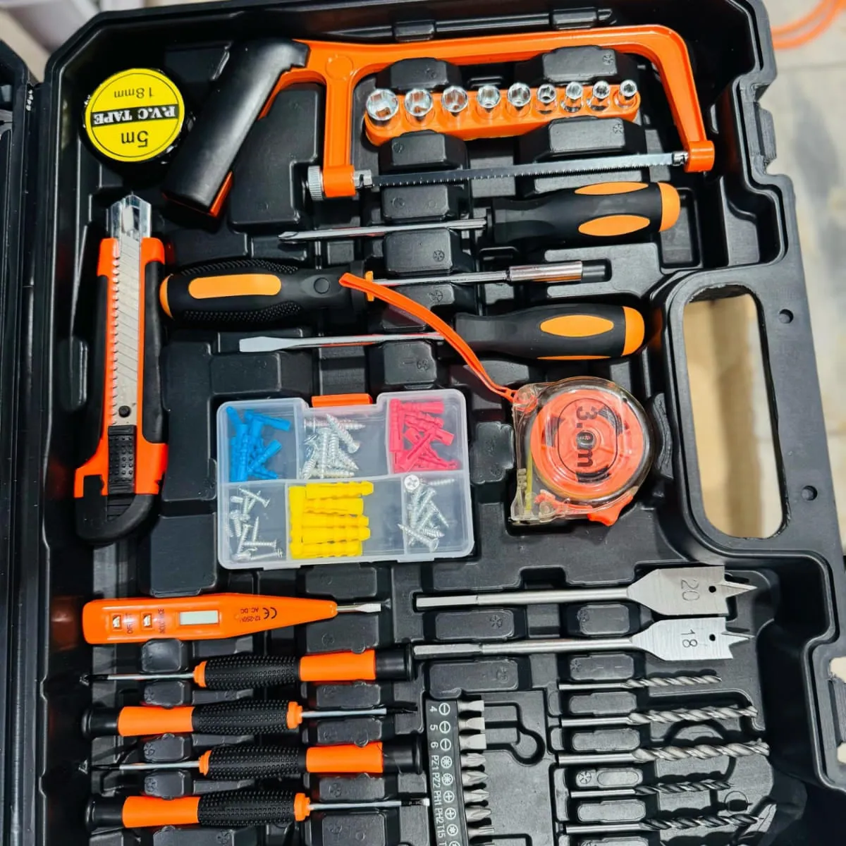 110pcs Cordless Screwdriver & Power Tool Set with Storage Case