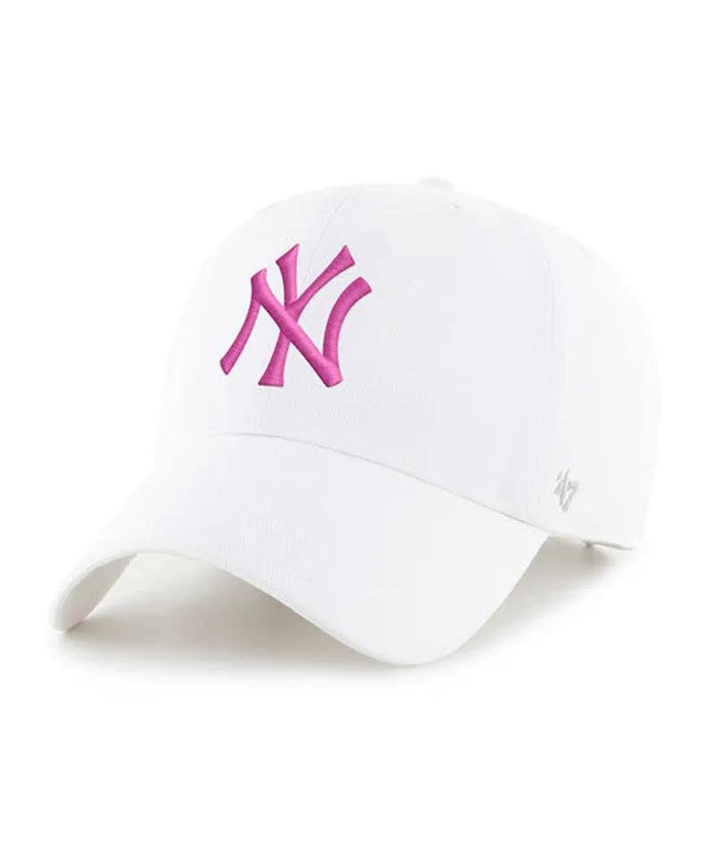 47 New York Yankees Mens Womens Clean Up Adjustable Strapback Hat, White, One Size