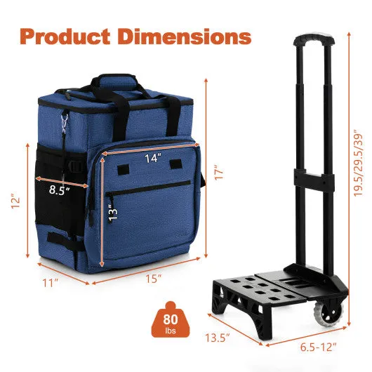 50-Can Large Leakproof Rolling Cooler with Detachable Bottom Plate-Dark Blue