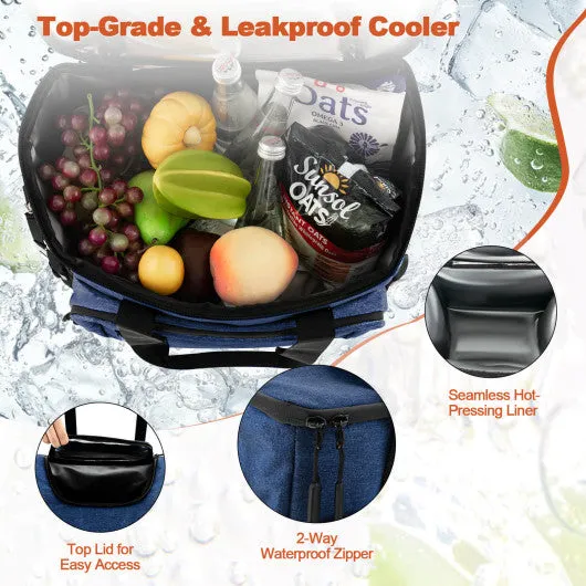 50-Can Large Leakproof Rolling Cooler with Detachable Bottom Plate-Dark Blue
