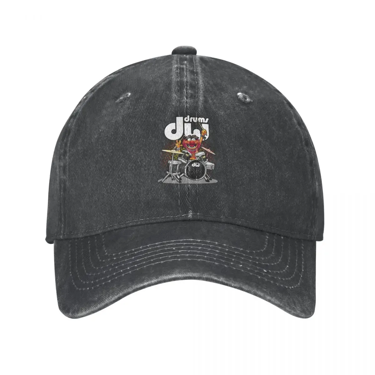 Animal Drummer DW Drums Black Cowboy Hat – Unisex Vintage Denim Sports Baseball Cap for Men & Women, Adjustable Sun Protection