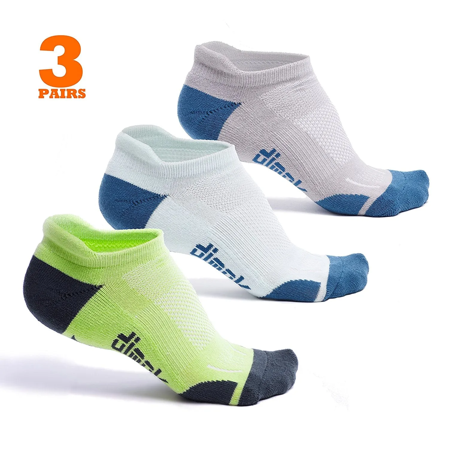 Athletic Running Socks - No Show Blister Resistant Sport Socks for Men and Women - 3 Pairs