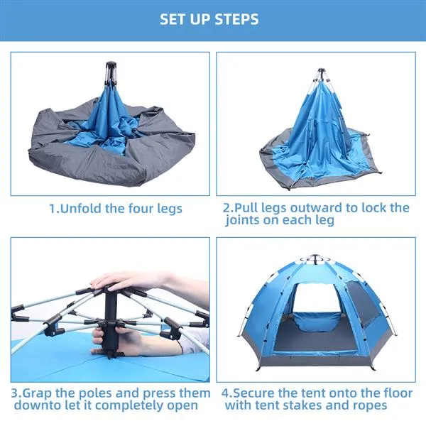 Automatic Family Tent, Instant Pop Up, Waterproof for Camping,  Hiking