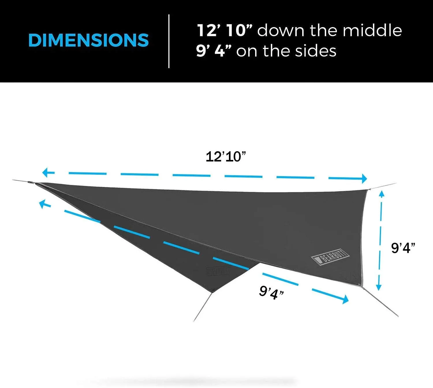 Bear Butt Hammock Rain Fly & Camping Tarp - 11 X 9 Ft