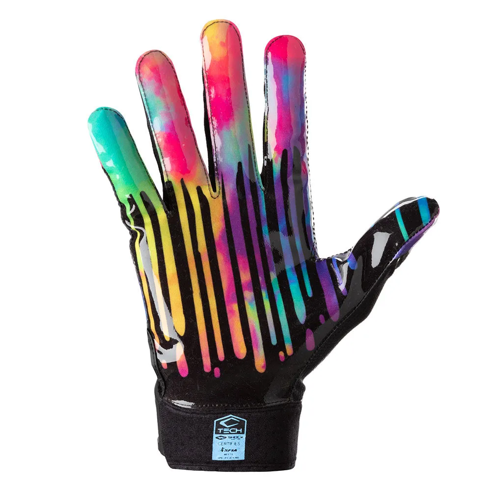 Black Tie Dye Drip Showtime Receiver Gloves