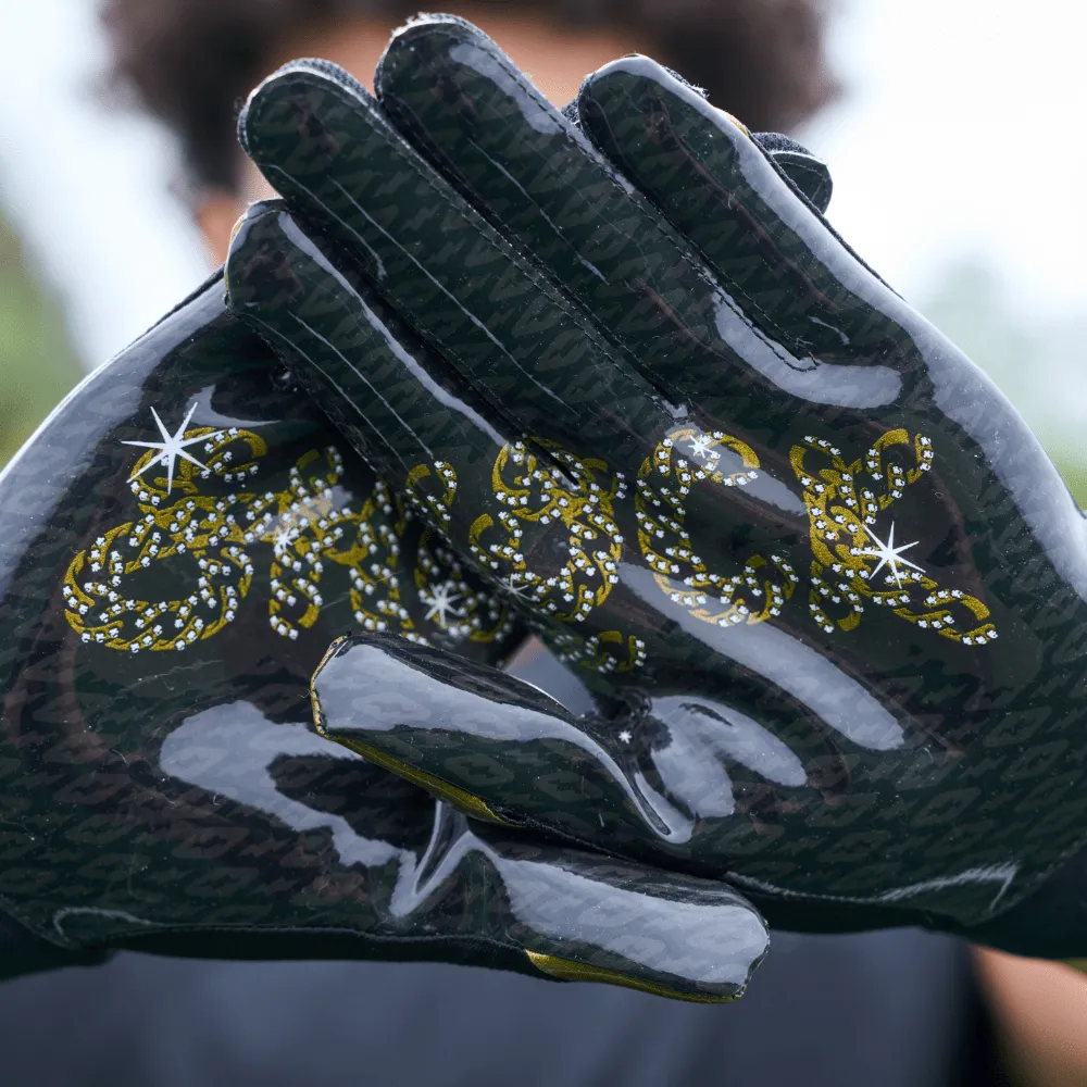Black/Gold Chain Showtime Receiver Gloves