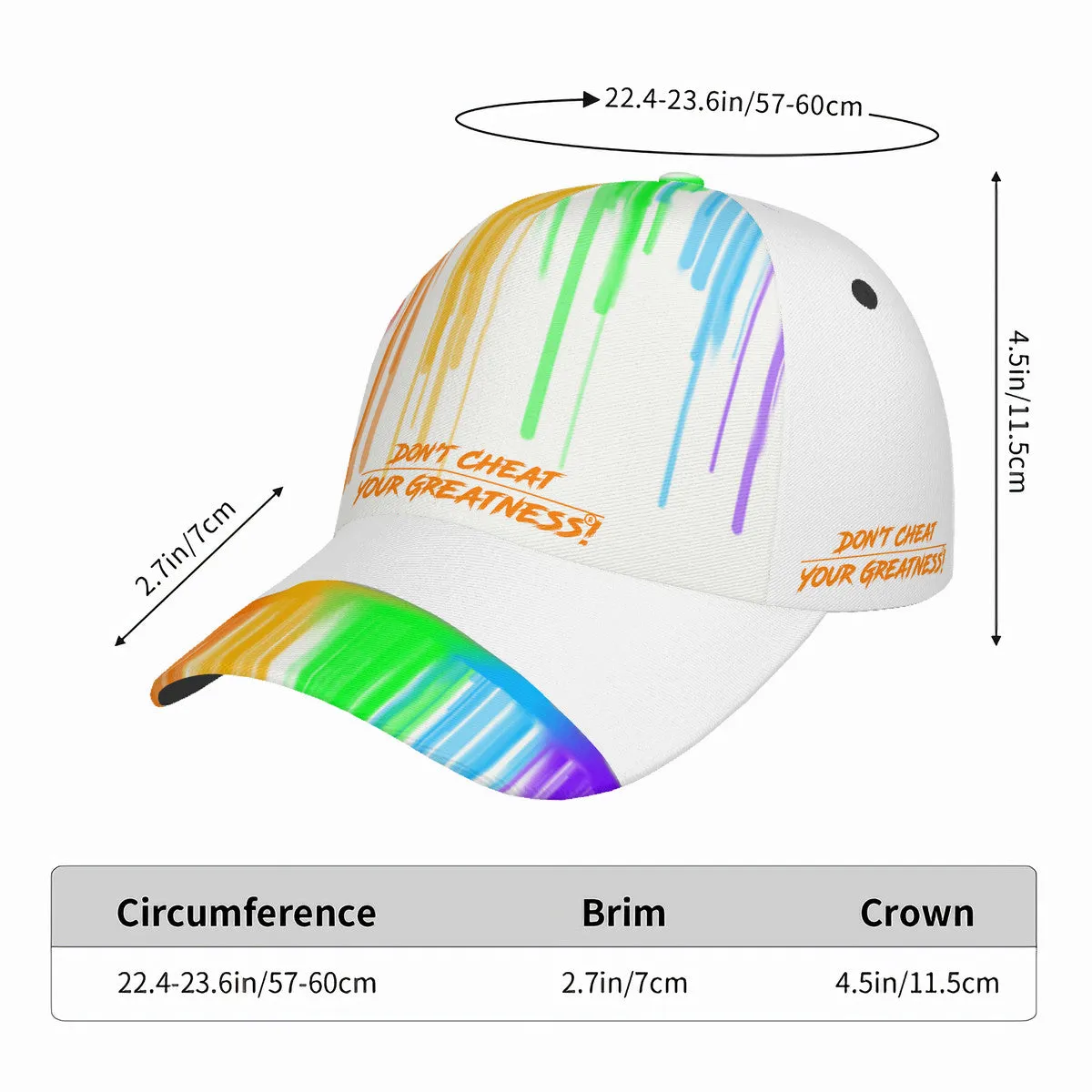DCYG Drip Orange,Yellow,Green ,Purple & White Curved Brim Baseball Cap (AOP)