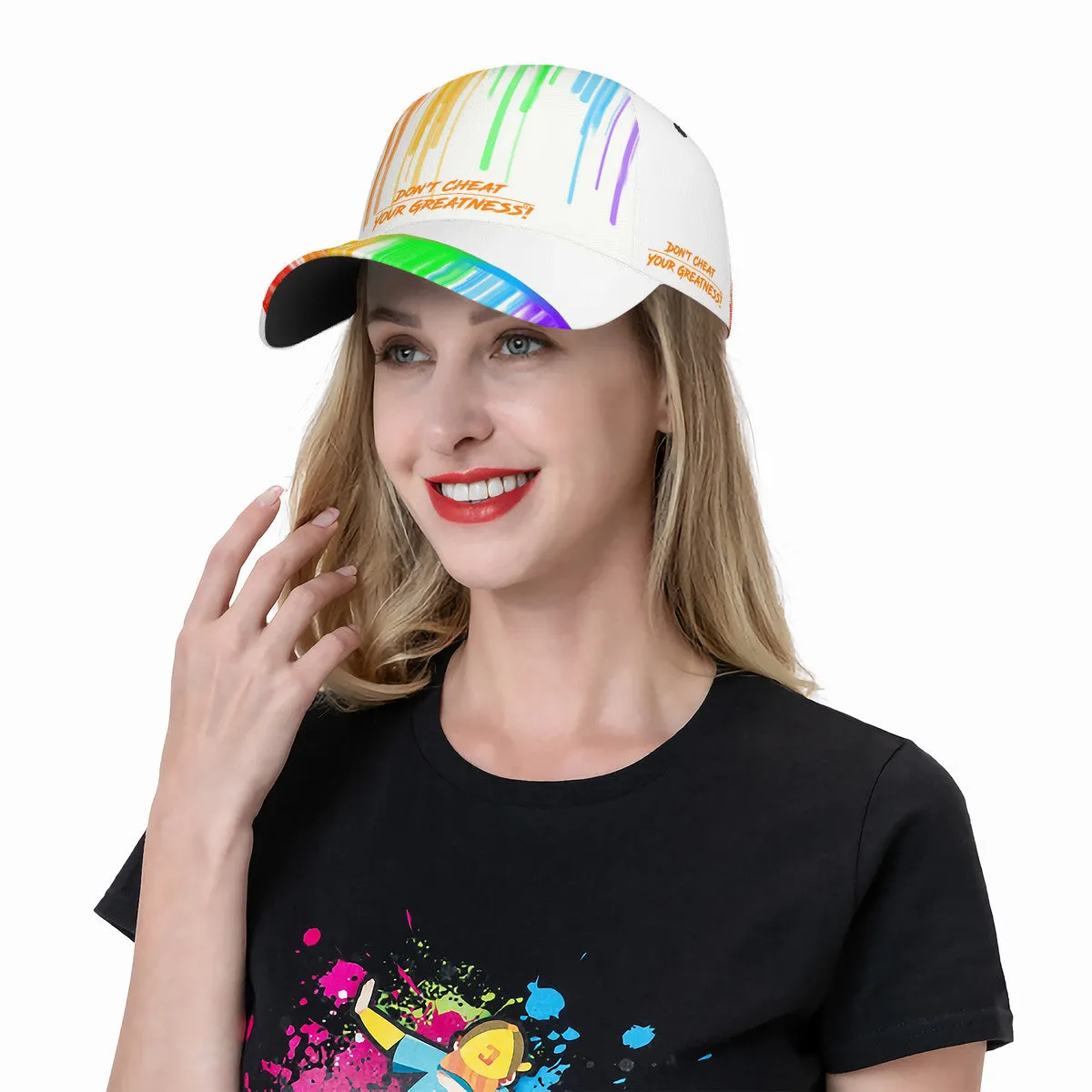 DCYG Drip Orange,Yellow,Green ,Purple & White Curved Brim Baseball Cap (AOP)