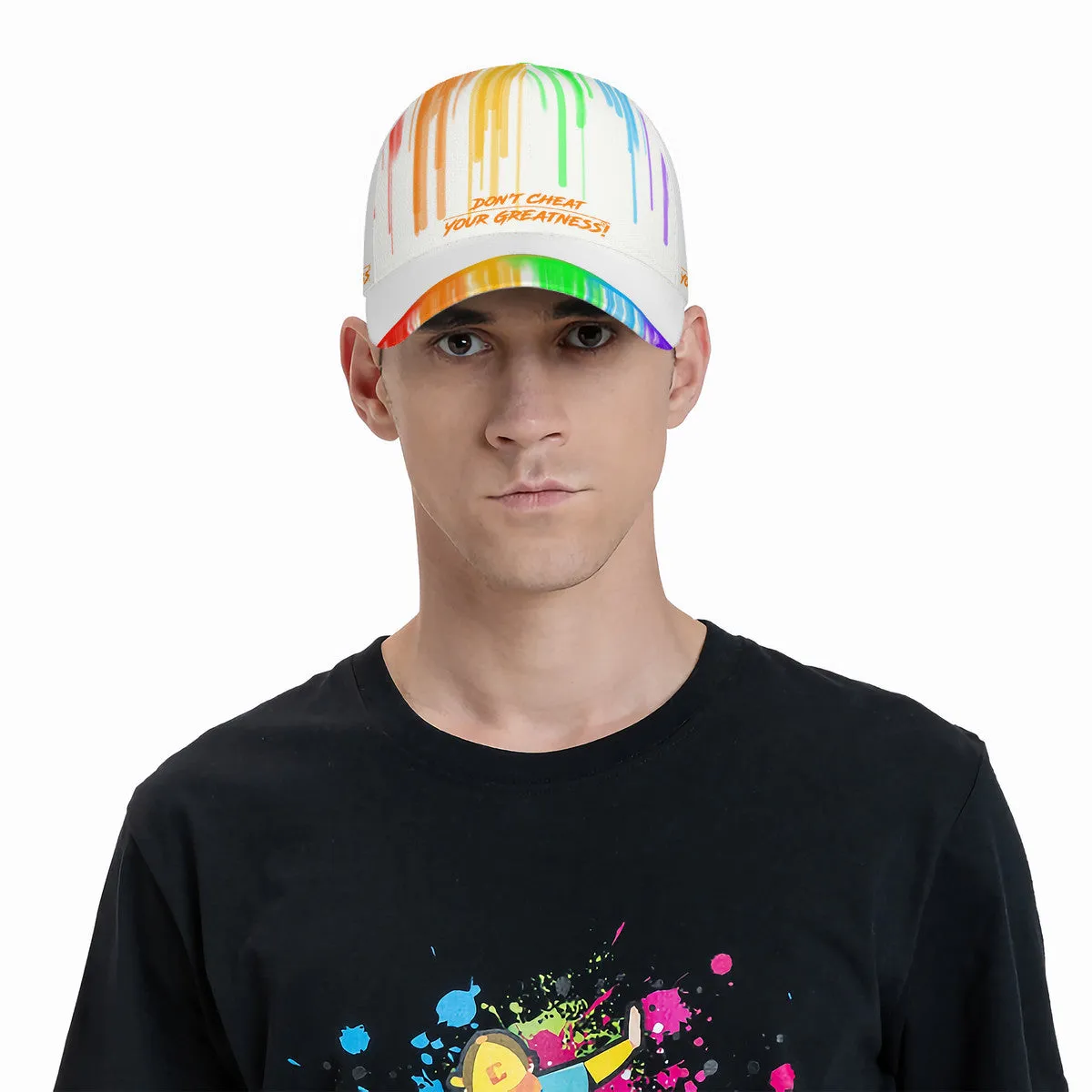 DCYG Drip Orange,Yellow,Green ,Purple & White Curved Brim Baseball Cap (AOP)