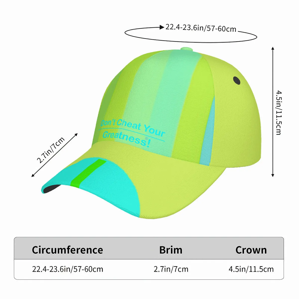DCYG Lime, Blue & Light Green S24 Curved Brim Baseball Cap (AOP)