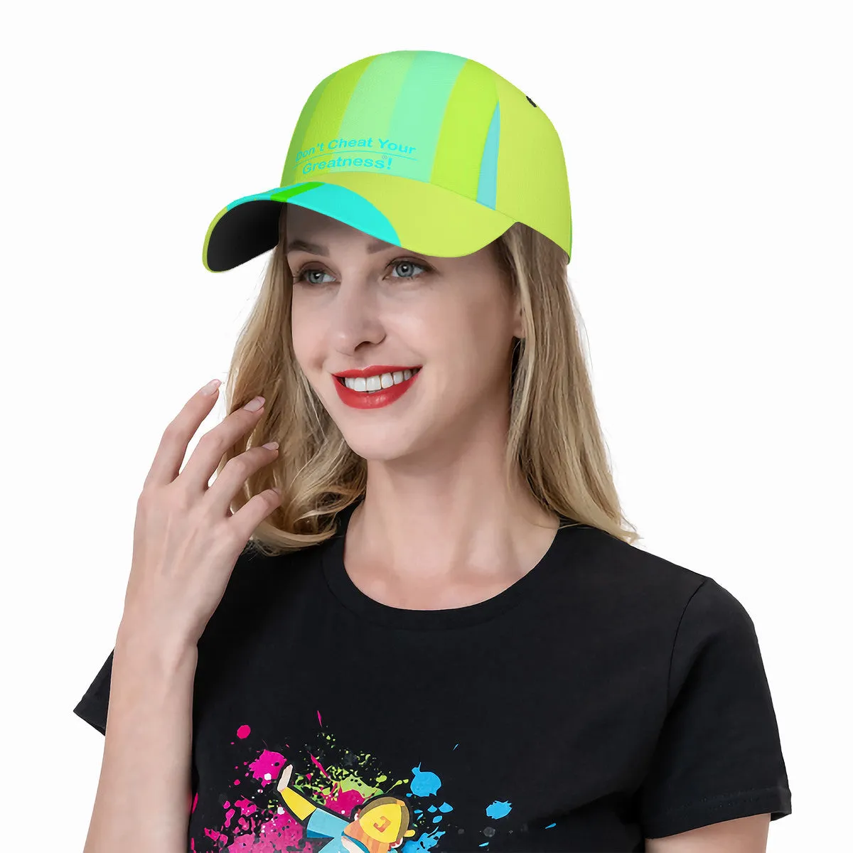 DCYG Lime, Blue & Light Green S24 Curved Brim Baseball Cap (AOP)