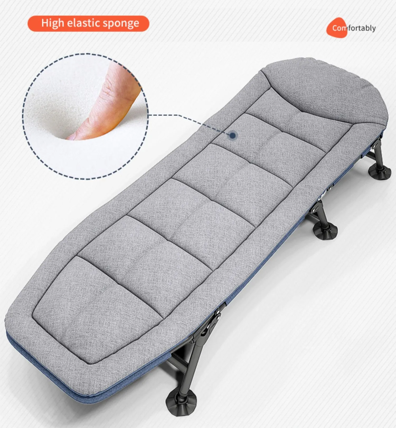 Folding Foldable Portable Camping Bed Cot Recliner Chair Beach Single Outdoor Stretcher
