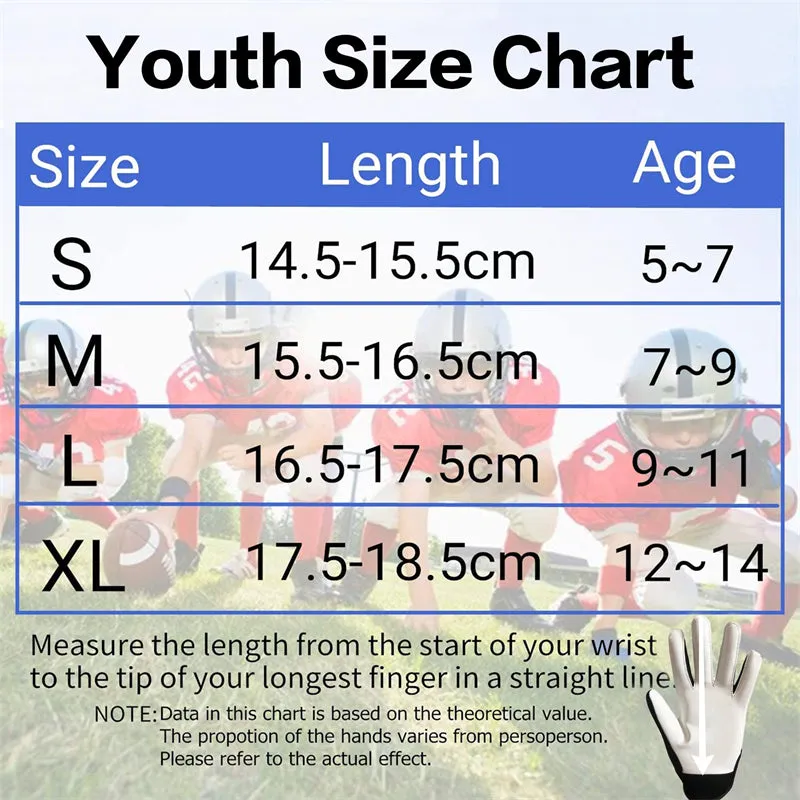 Football Gloves Youth Non-Slip Palm Receivers