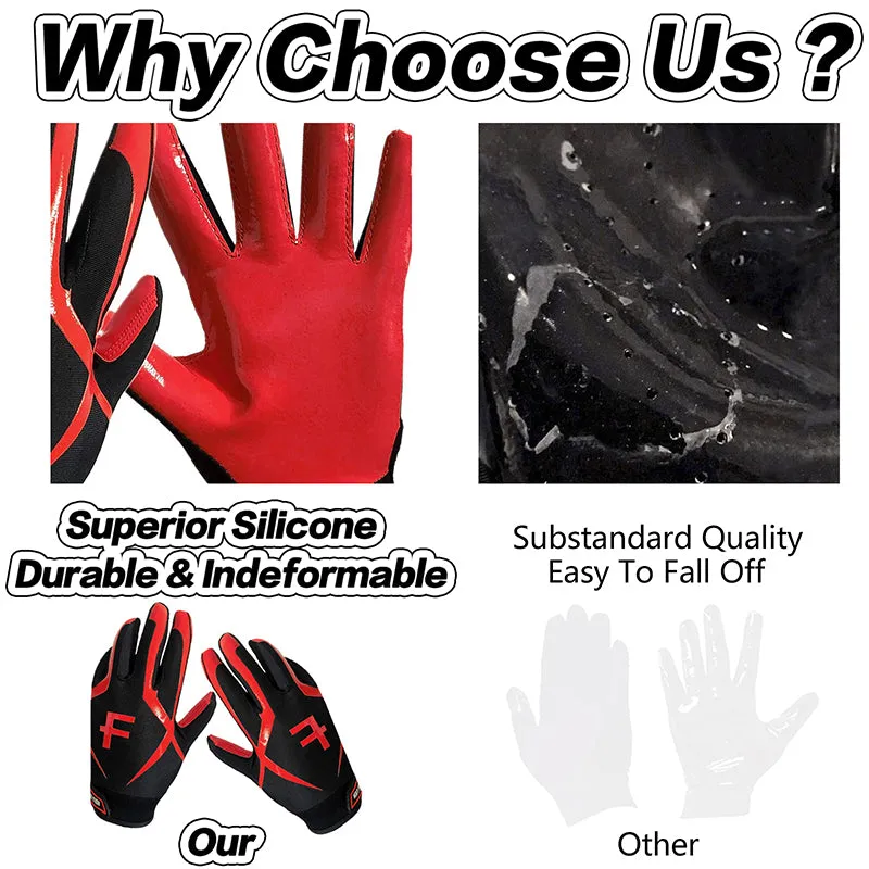 Football Gloves Youth Non-Slip Palm Receivers