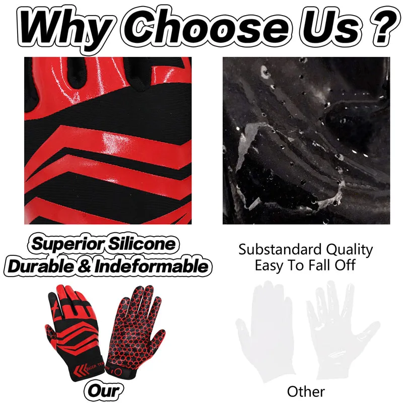 Football Gloves Youth Non-Slip Palm Receivers