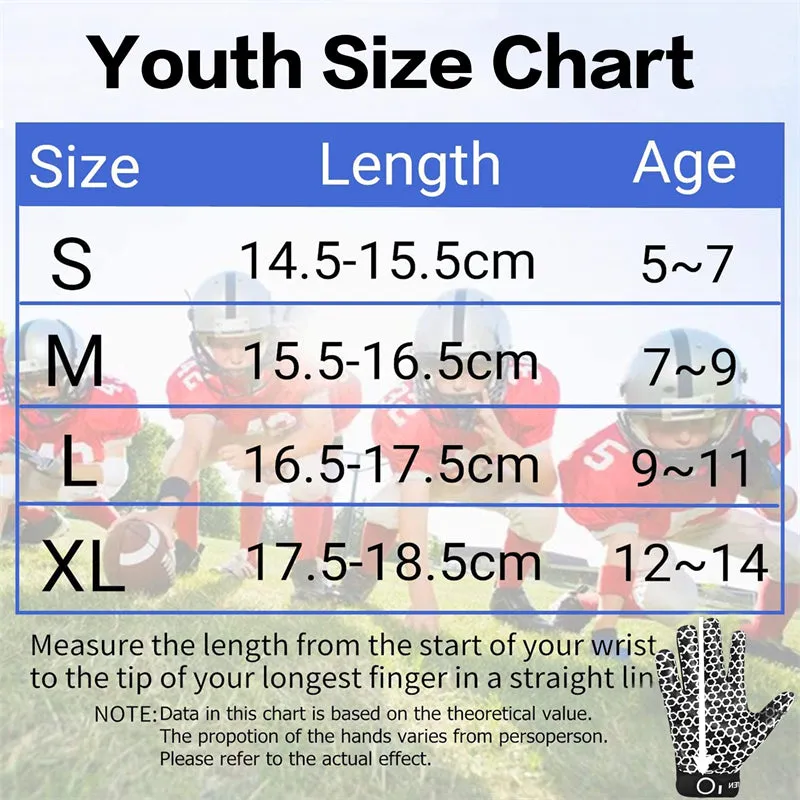 Football Gloves Youth Non-Slip Palm Receivers