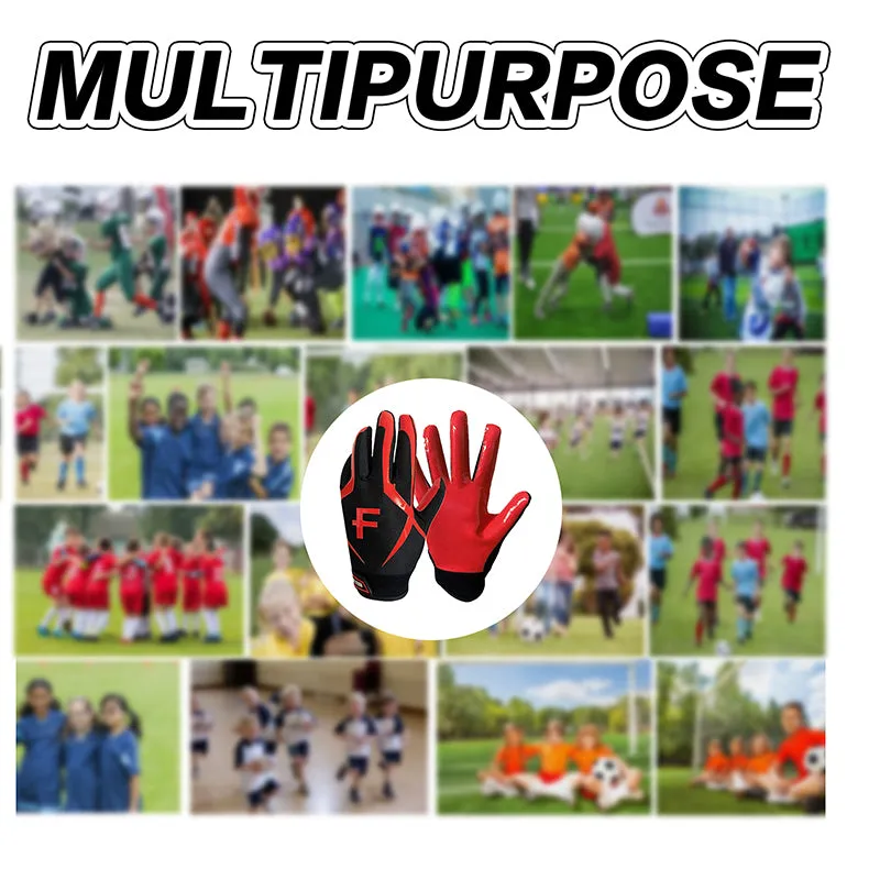 Football Gloves Youth Non-Slip Palm Receivers