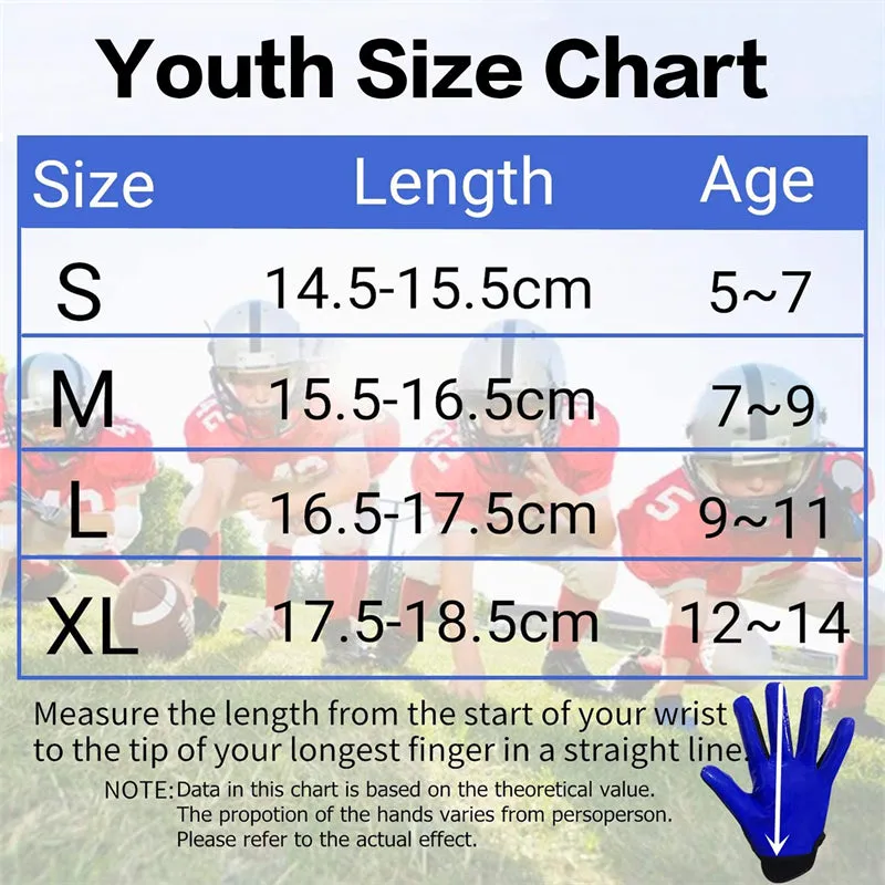 Football Gloves Youth Non-Slip Palm Receivers