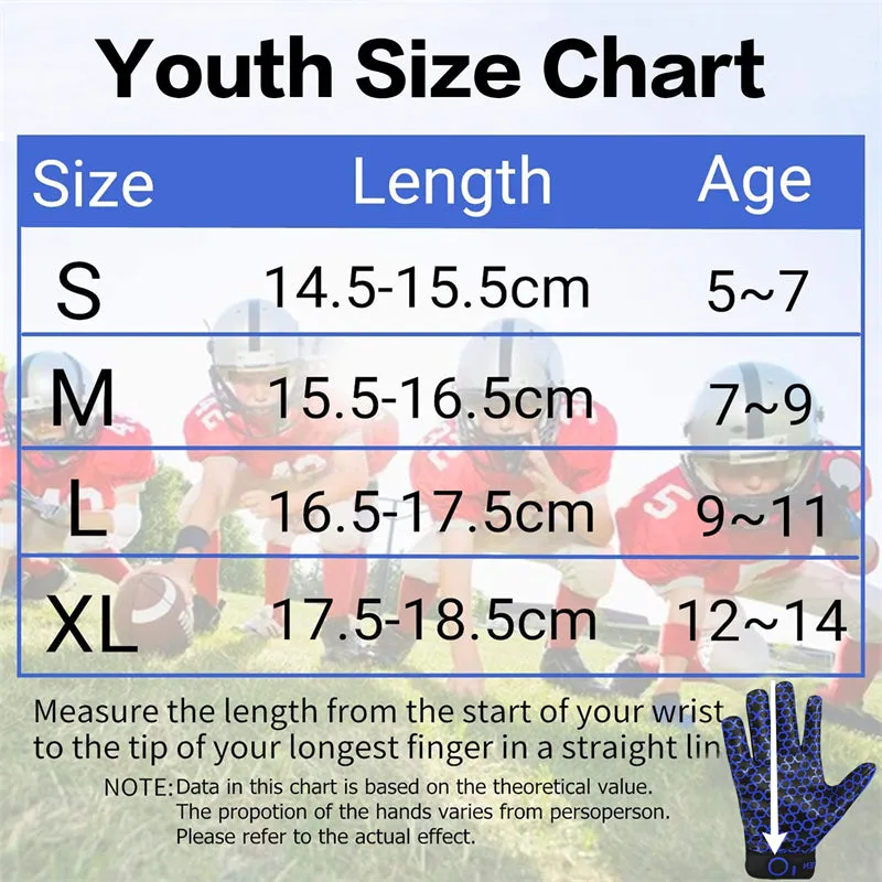 Football Gloves Youth Non-Slip Palm Receivers