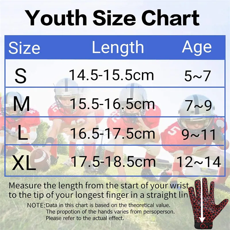 Football Gloves Youth Non-Slip Palm Receivers