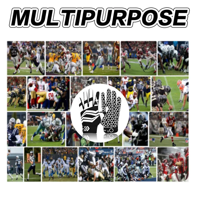 Football Gloves Youth Non-Slip Palm Receivers