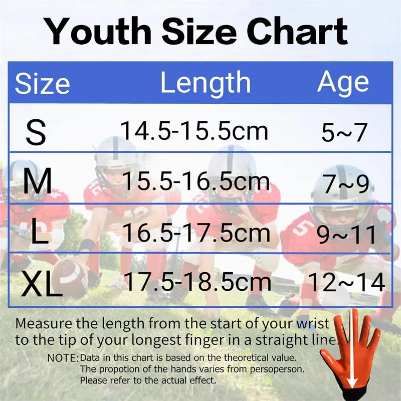 Football Gloves Youth Non-Slip Palm Receivers