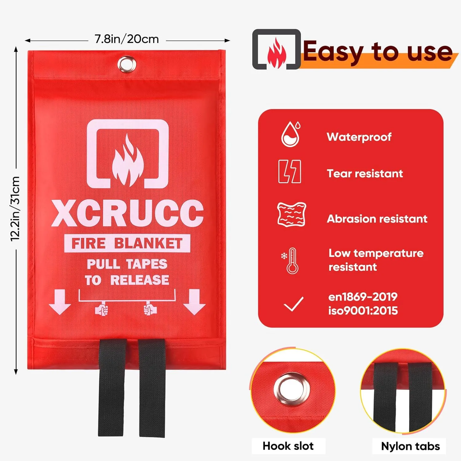 Heavy Duty Emergency Fire Blanket for Home and Kitchen - 2 Pack 40"x40" Fiberglass Fire Blankets for House Camping Car Office Warehouse Emergency Survival Safety