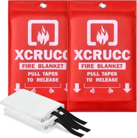 Heavy Duty Emergency Fire Blanket for Home and Kitchen - 2 Pack 40"x40" Fiberglass Fire Blankets for House Camping Car Office Warehouse Emergency Survival Safety