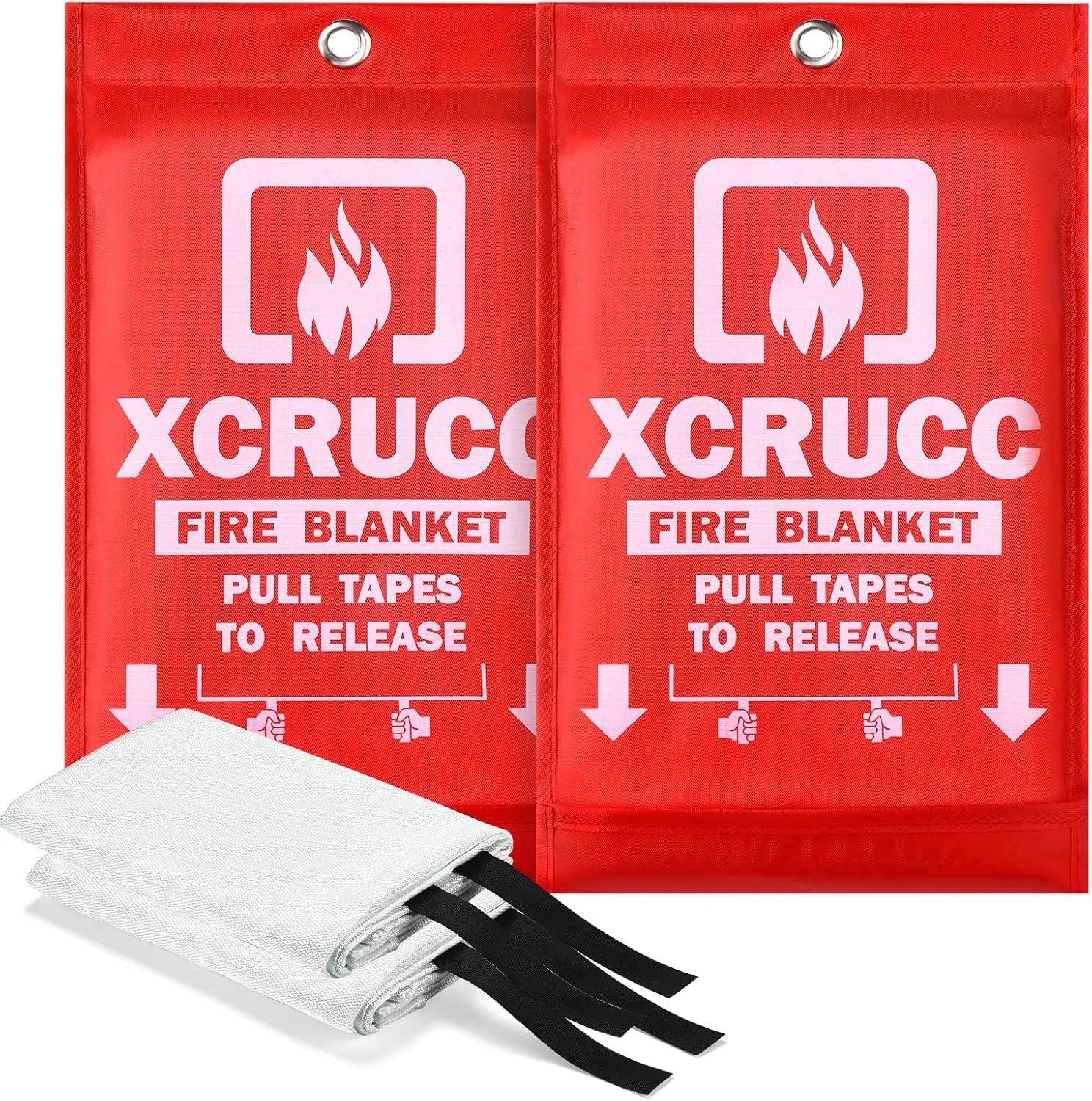 Heavy Duty Emergency Fire Blanket for Home and Kitchen - 2 Pack 40"x40" Fiberglass Fire Blankets for House Camping Car Office Warehouse Emergency Survival Safety