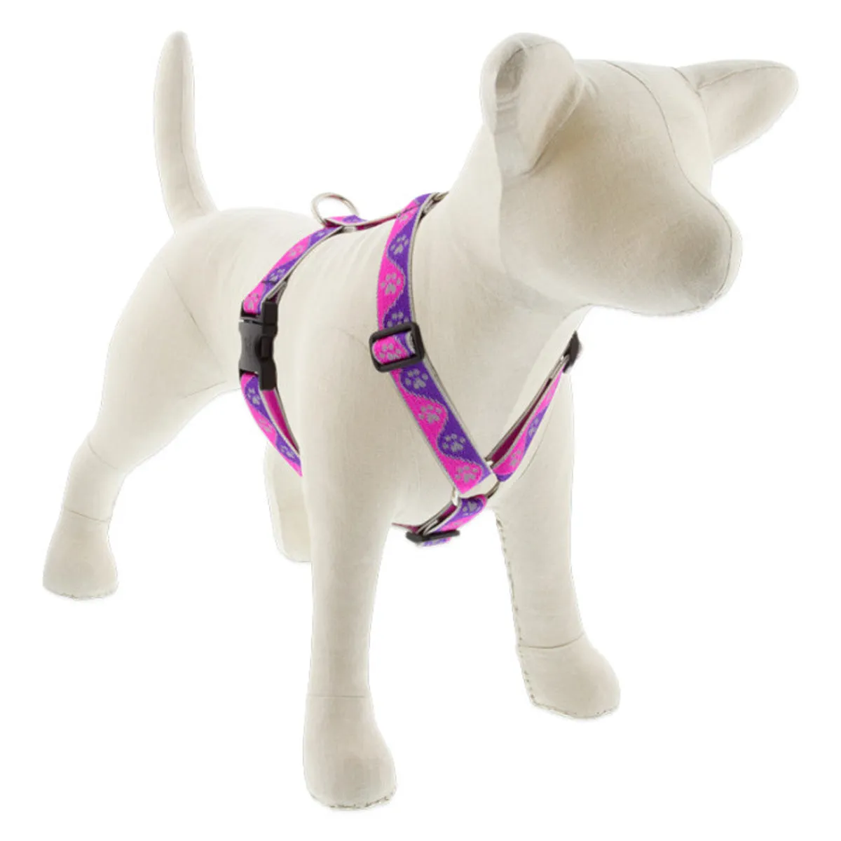 Lupine Reflective Roman Dog Harness 1" Wide 24"-38" Girth Pink Paws