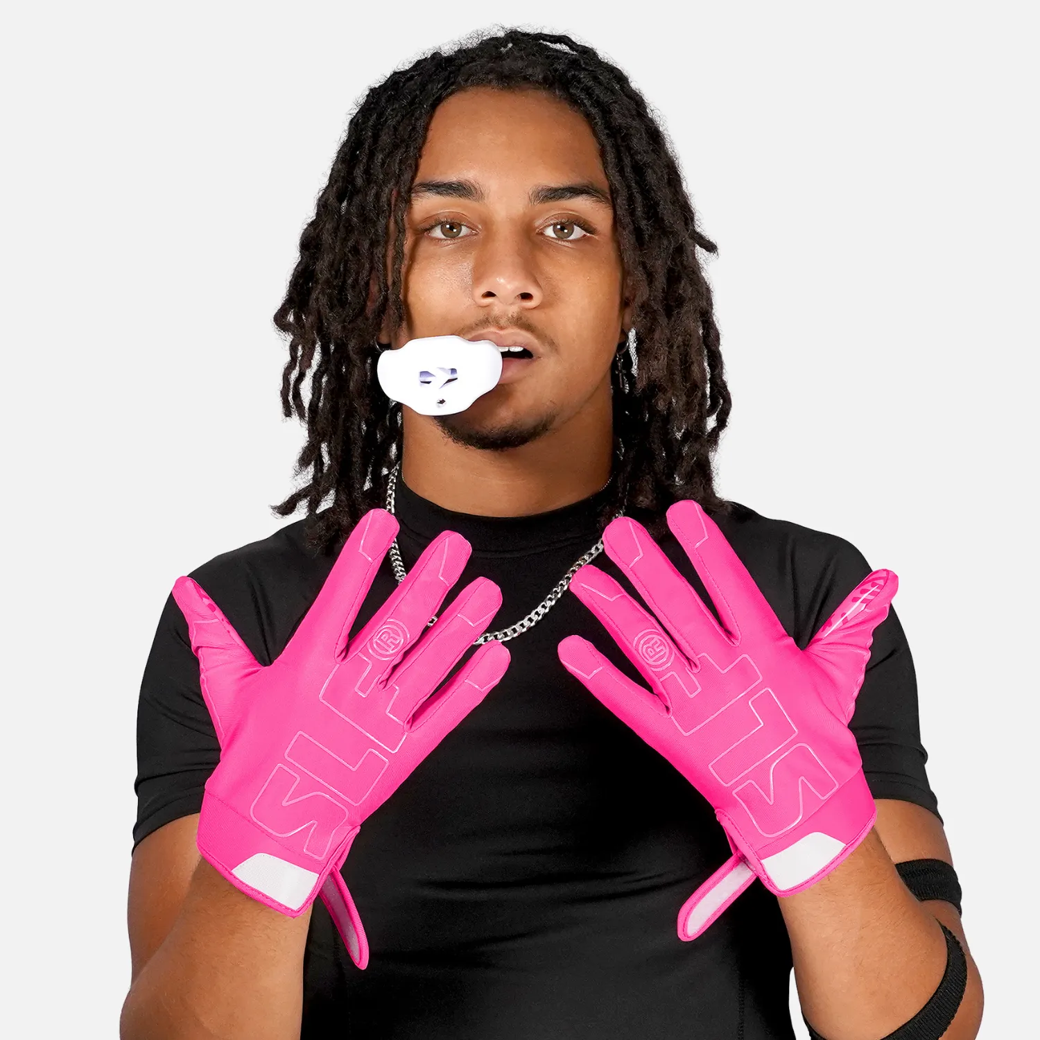 Neon Pink Sticky Football Receiver Gloves
