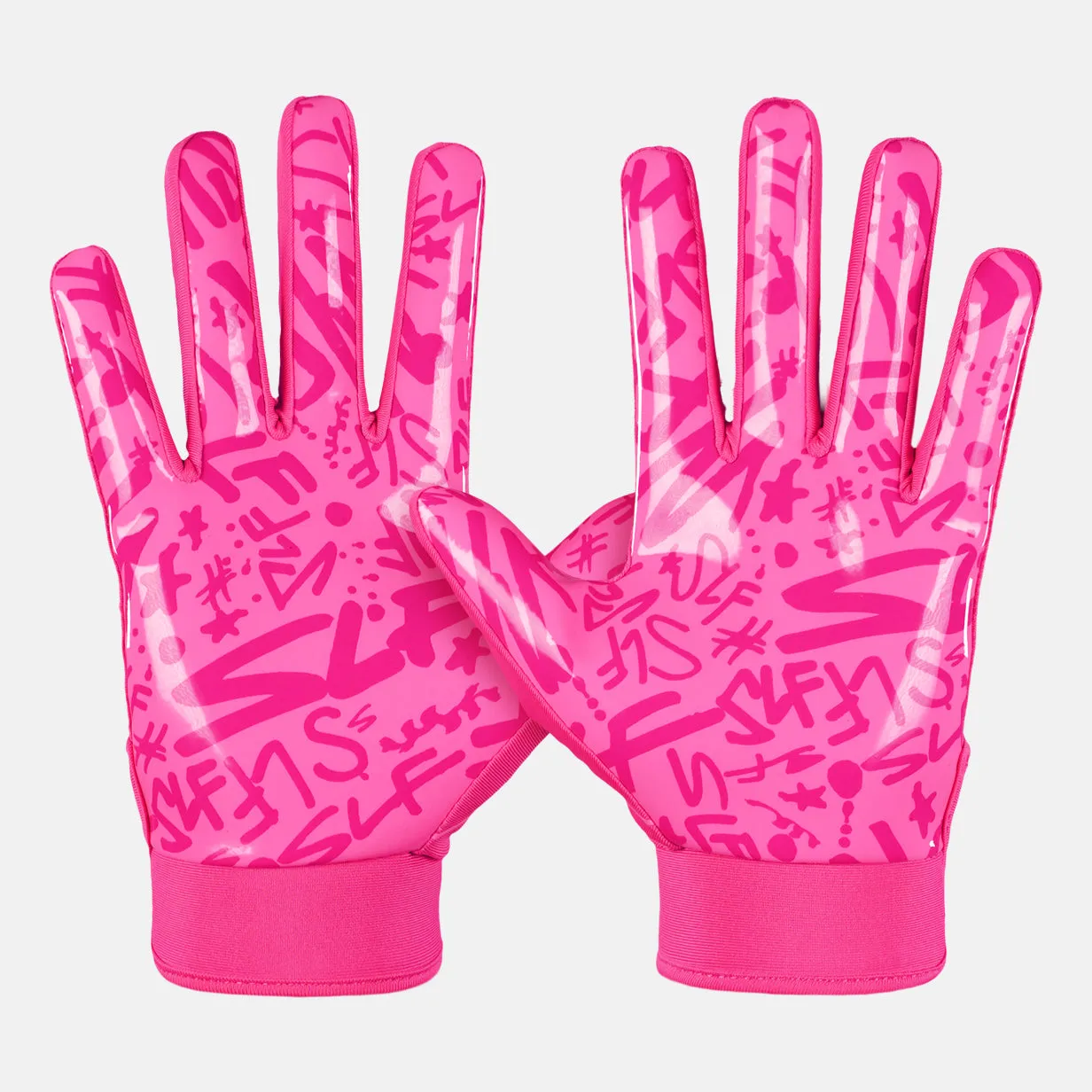 Neon Pink Sticky Football Receiver Gloves