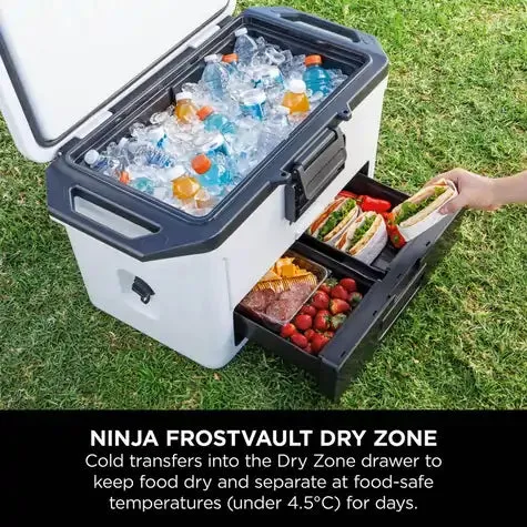 Ninja FB151UKWH FrostVault 50QT/47L Hard Drinks Cooler Box with Dry Zone, Cloud White
