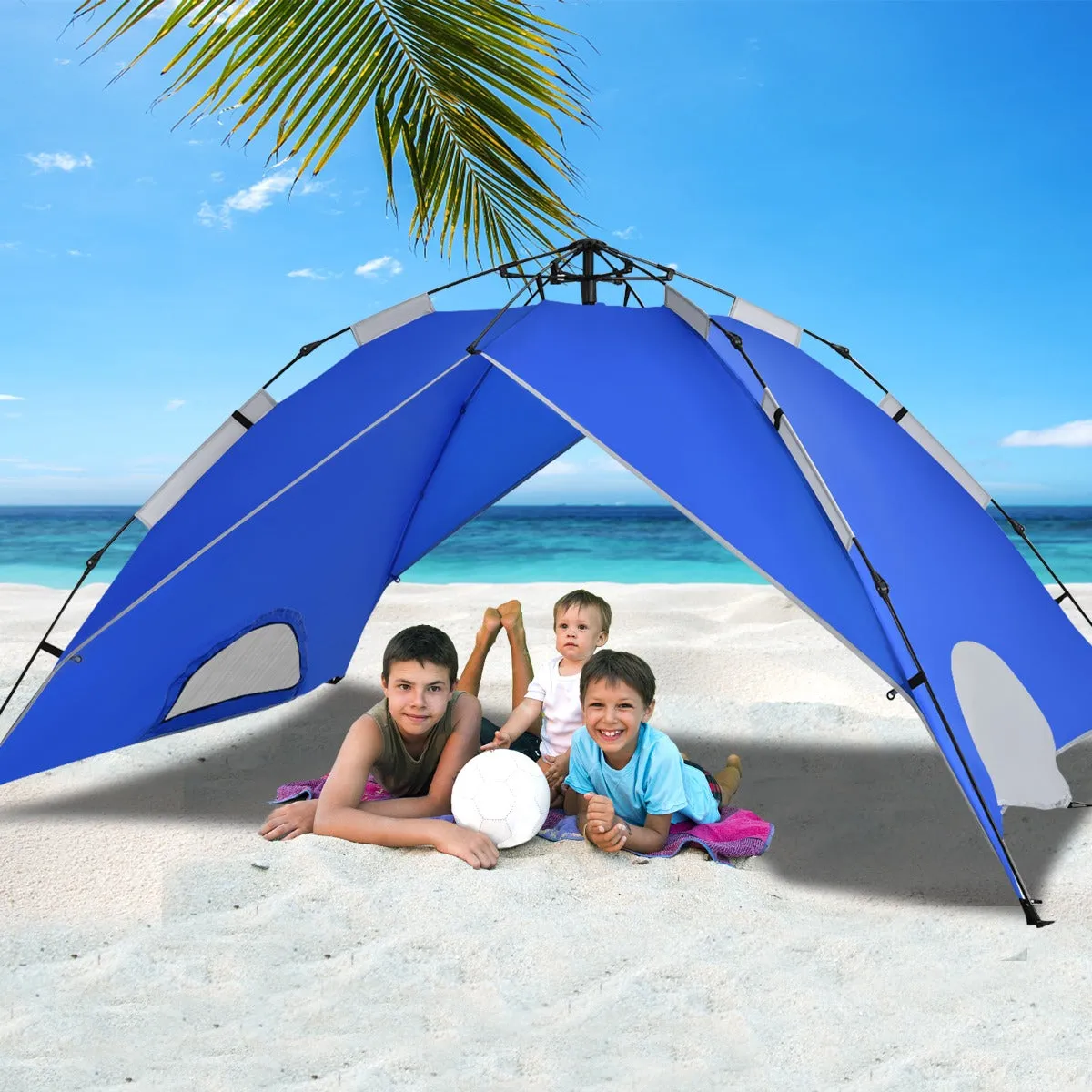 NNECW 3-In-1 4-Person Instant Waterproof Pop-up Tent with Carry Bag
