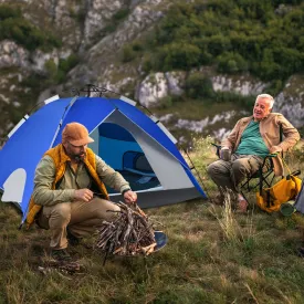 NNECW 3-In-1 4-Person Instant Waterproof Pop-up Tent with Carry Bag