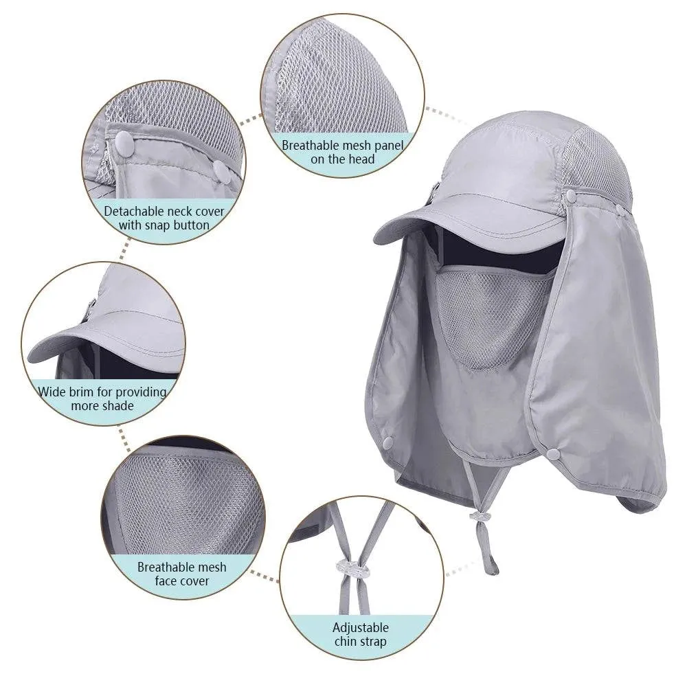 Outdoor Sport Hiking Visor Hat UV Guard Face Neck Cover Fishing Sun Protection Cap For Camping Climbing