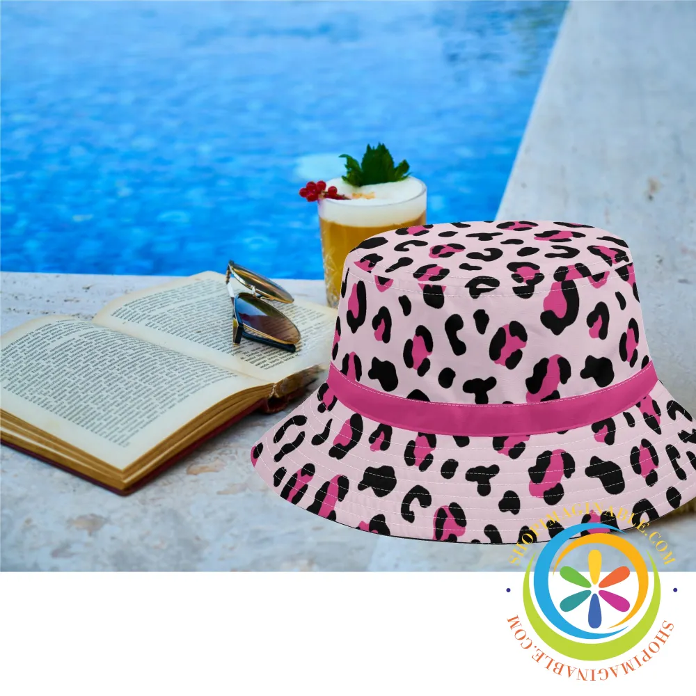 Pink Leopard Printed Bucket Hat