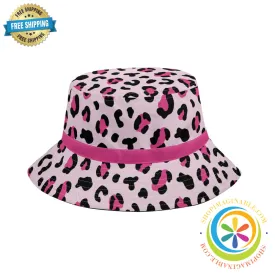Pink Leopard Printed Bucket Hat