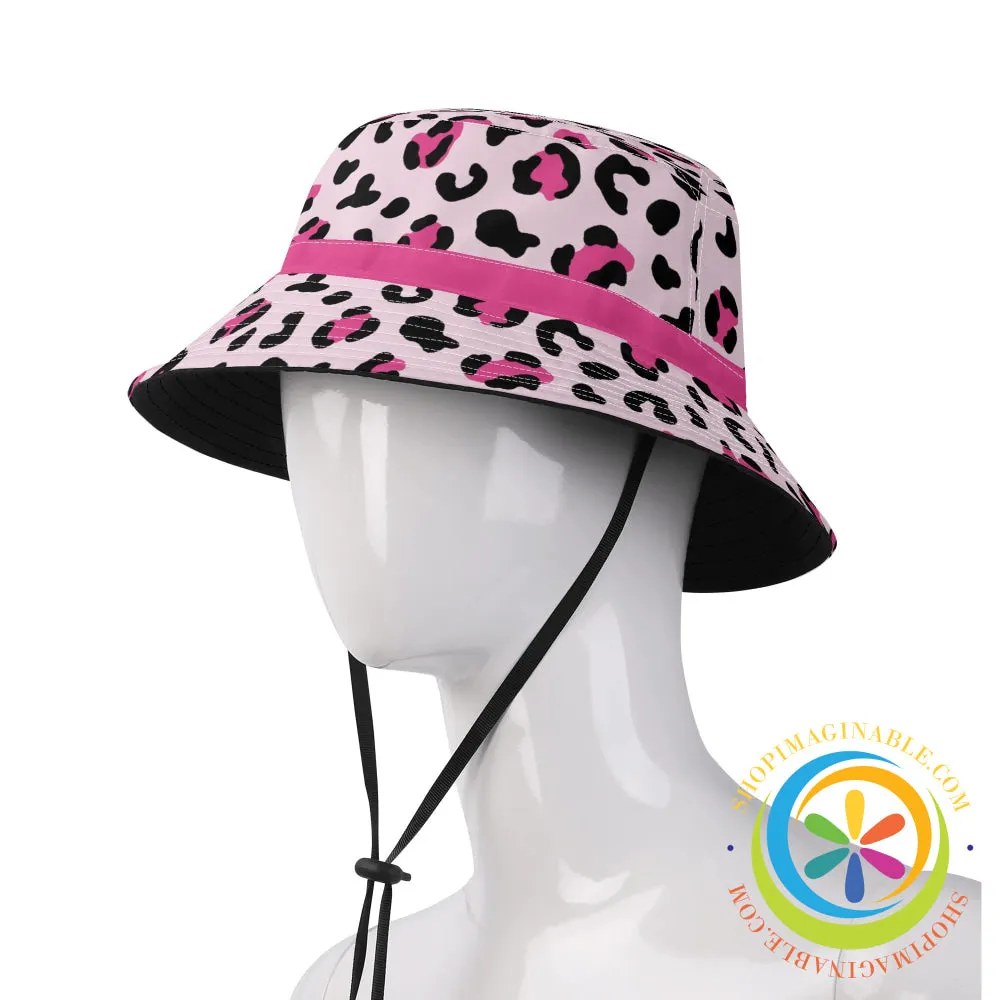 Pink Leopard Printed Bucket Hat