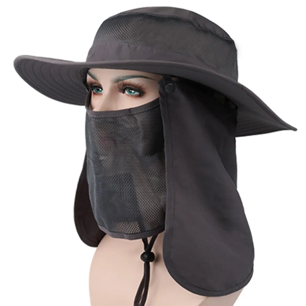 Sidiou Group Outdoor Sun Protection Fishing Hat Sun Cap with Removable Neck Face Flap Cover Cap