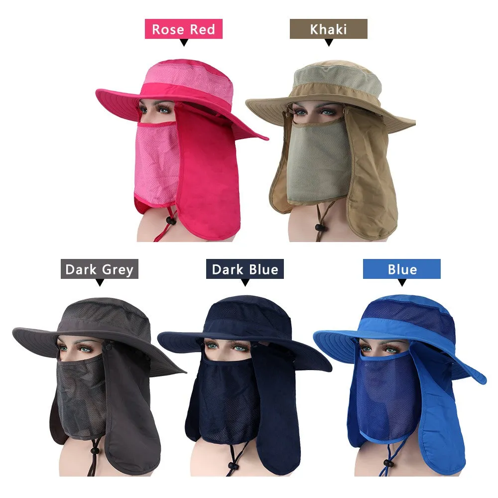 Sidiou Group Outdoor Sun Protection Fishing Hat Sun Cap with Removable Neck Face Flap Cover Cap