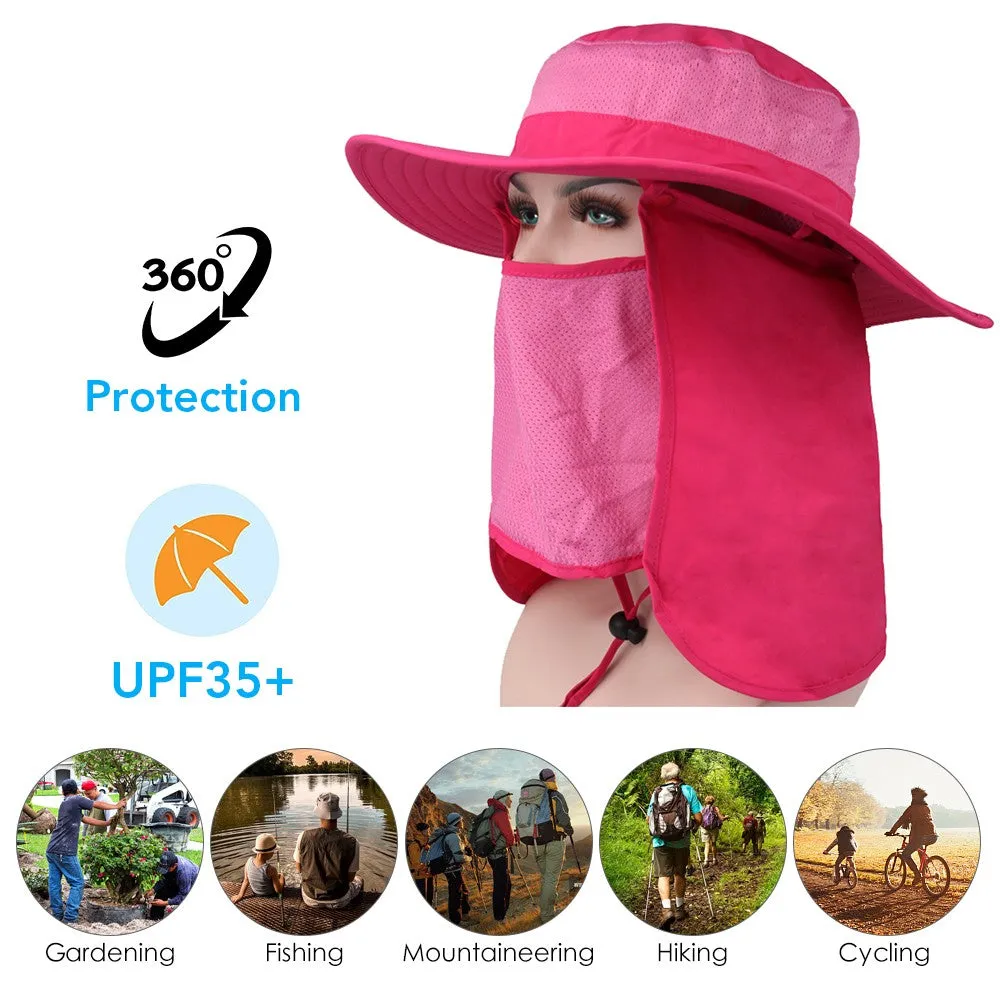 Sidiou Group Outdoor Sun Protection Fishing Hat Sun Cap with Removable Neck Face Flap Cover Cap