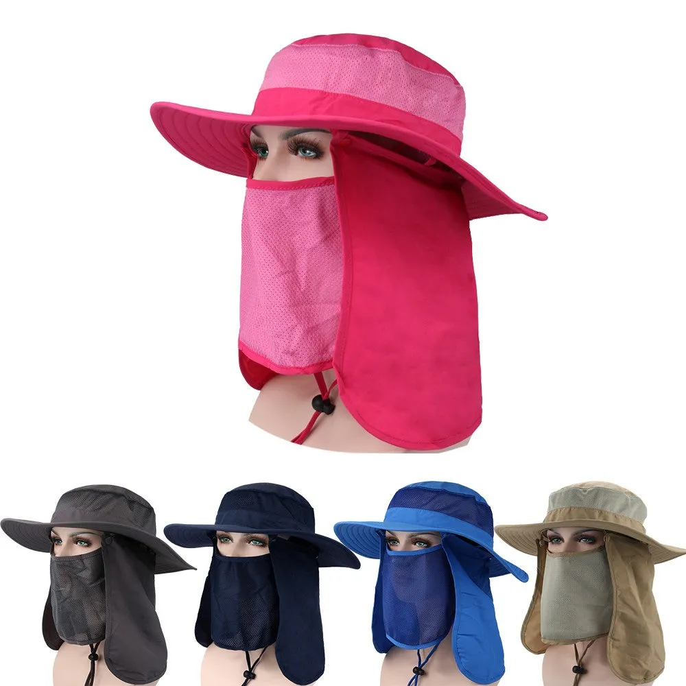 Sidiou Group Outdoor Sun Protection Fishing Hat Sun Cap with Removable Neck Face Flap Cover Cap
