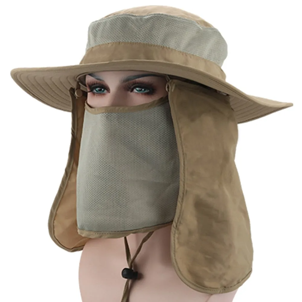 Sidiou Group Outdoor Sun Protection Fishing Hat Sun Cap with Removable Neck Face Flap Cover Cap
