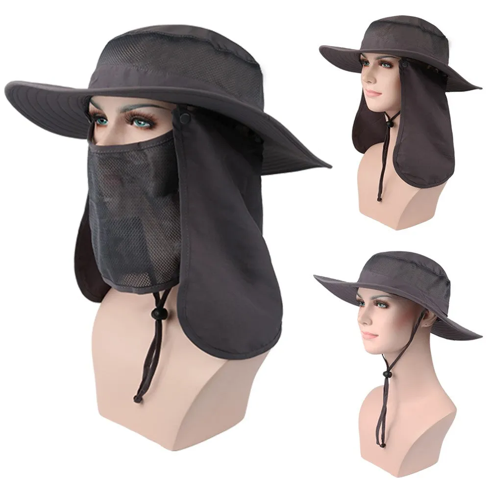 Sidiou Group Outdoor Sun Protection Fishing Hat Sun Cap with Removable Neck Face Flap Cover Cap