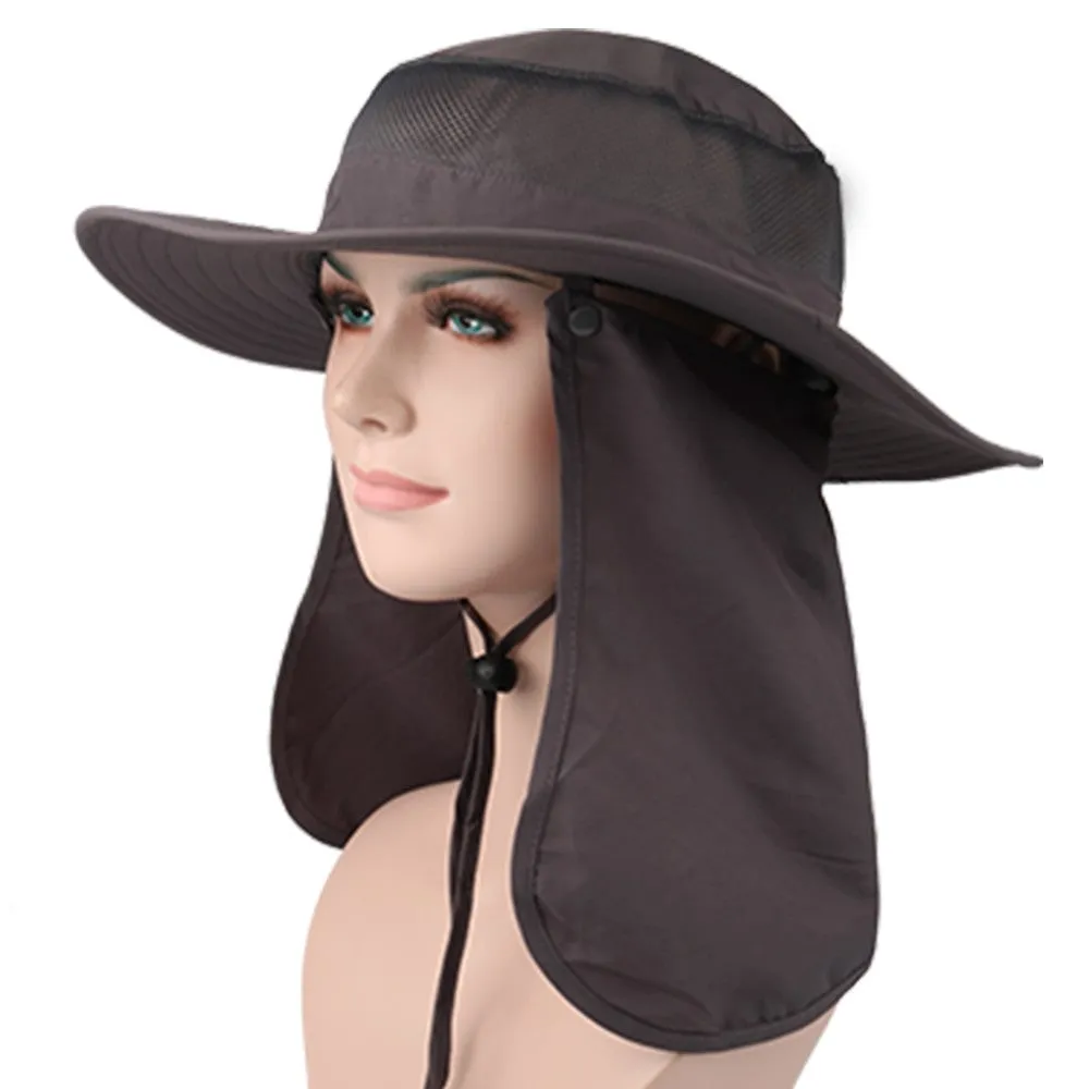 Sidiou Group Outdoor Sun Protection Fishing Hat Sun Cap with Removable Neck Face Flap Cover Cap