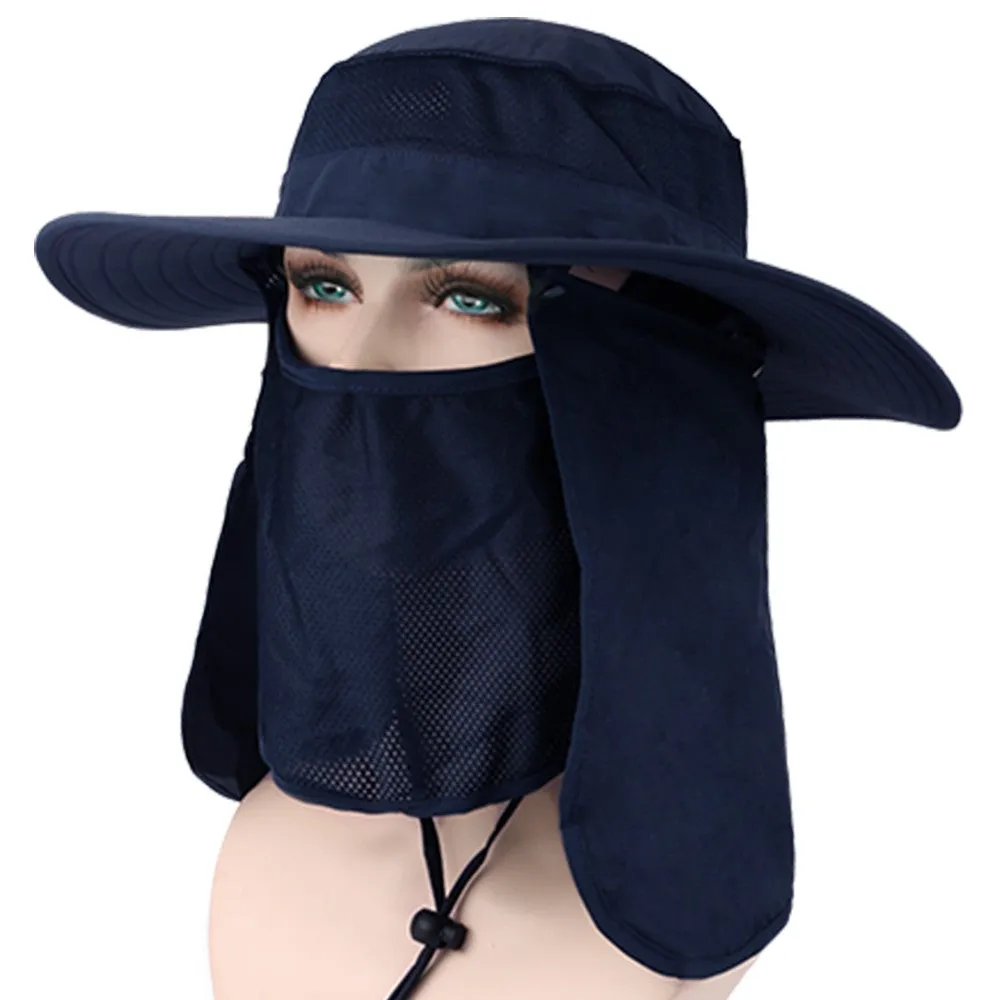 Sidiou Group Outdoor Sun Protection Fishing Hat Sun Cap with Removable Neck Face Flap Cover Cap